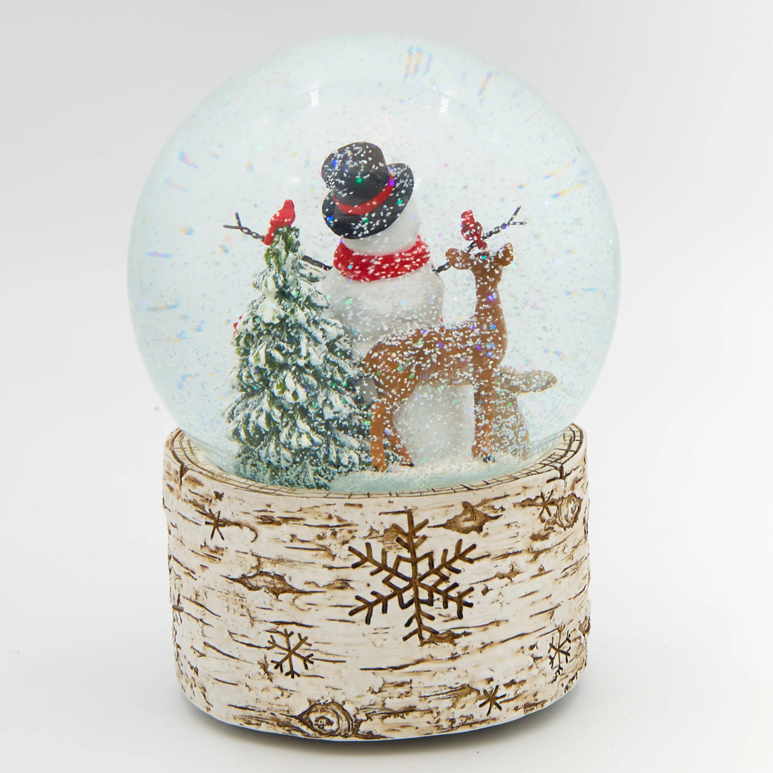 Glitterdome Musical Snowman with Birch Base & Animals- "The First Noel" Tune - Image 3