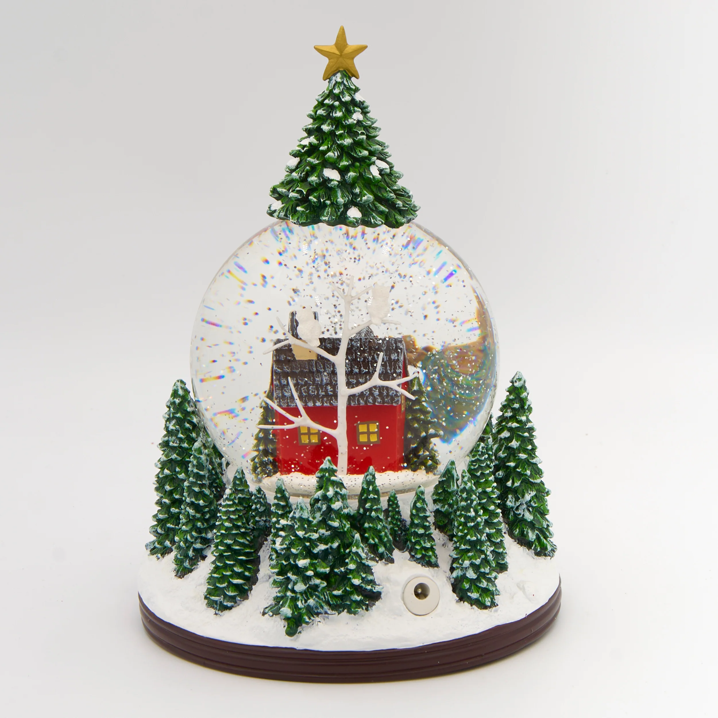 Glitterdome Lighted Musical Cabin with Treetop Swirl  – "Deck the Halls" Tune - Image 3