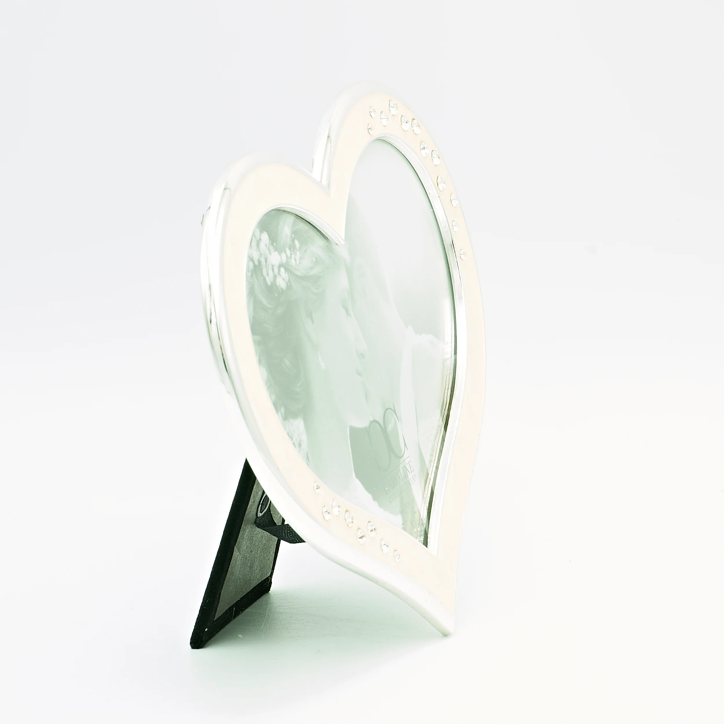 Caroline Collection Heart Frame - Ivory with Rhinestones - Image 3