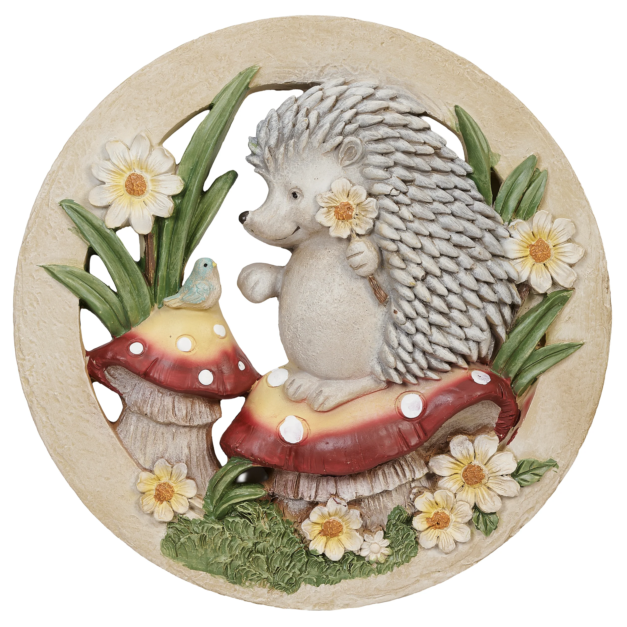 Hedgehog with Mushrooms & Daisies Garden Stone - Image 4