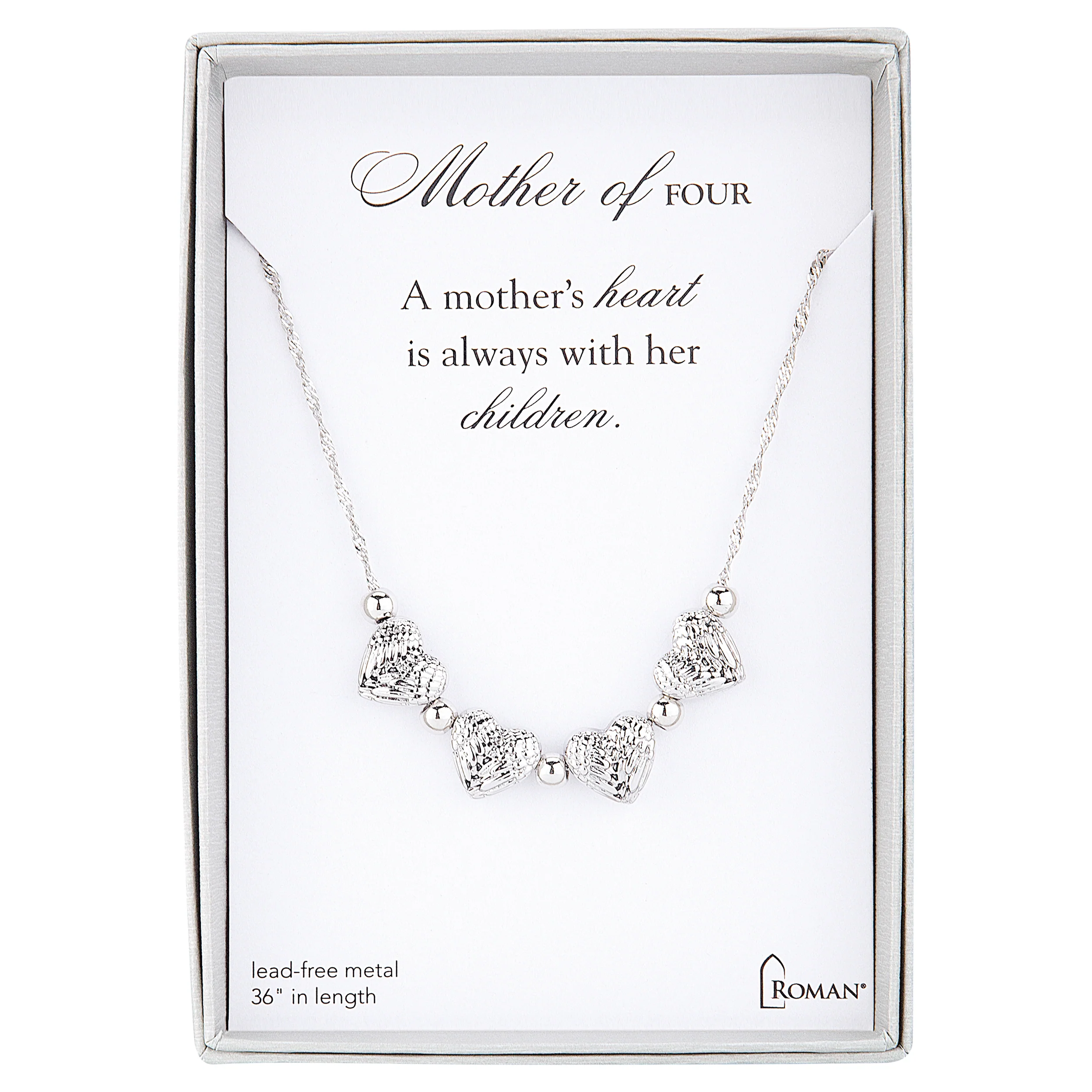 Mother's Silver Heart Charm Necklace by Number of Children - Image 4